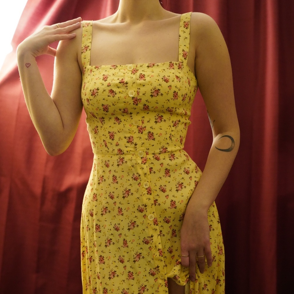 Reformation persimmon dress in zinnia